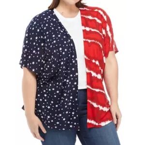 Liberty Park American Flag Print Kimono-new